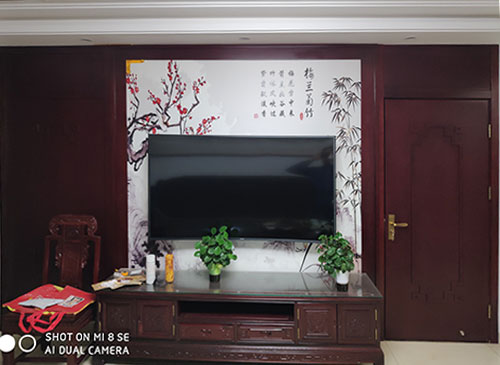 天水中式家庭装修电视柜效果展示