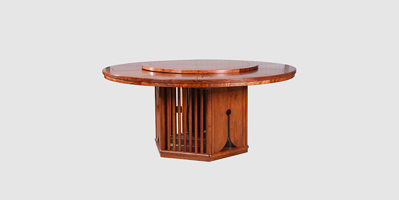 天水中式餐厅装修天地圆台餐桌红木家具效果图